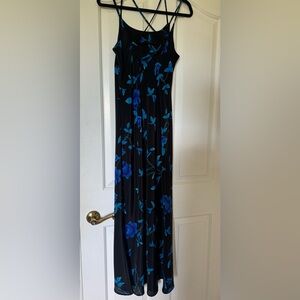 Michaels Black Dress with Blue Floral maxi dress